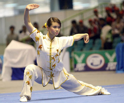 Trà My nổi danh trên sàn đấu wushu từ khi còn rất nhỏ