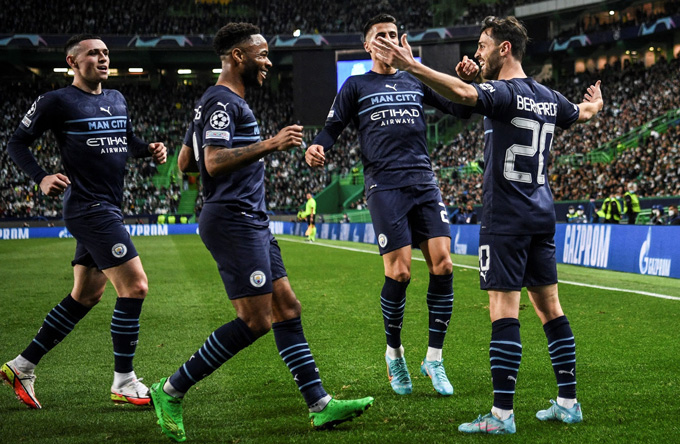 Kết cục trận đấu Sporting vs Man City đã được định đoạt ngay hiệp 1 khi Man xanh dẫn trước tới 4-0