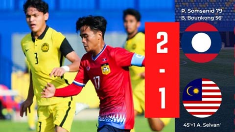 Lào đánh bại Malaysia, đặt một chân vào bán kết U23 Đông Nam Á 2022