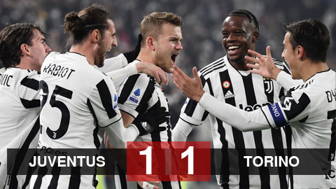 Kết quả Juventus 1-1 Torino: 'Lão bà' nguy cơ văng khỏi top 4