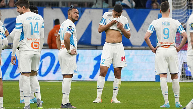 Các cầu thủ Marseille bất lực trong việc xuyên thủng lưới Clermont