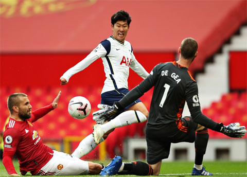 Son Heung-min (áo trắng) có thể sẽ nổ súng để giúp Tottenham lấy trọn 3 điểm tại tổ ấm của Man United