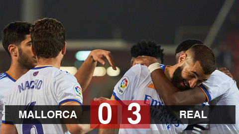 Kết quả bóng đá Mallorca vs Real: Cặp Vinicius - Benzema lập công, Real hơn Sevilla 10 điểm