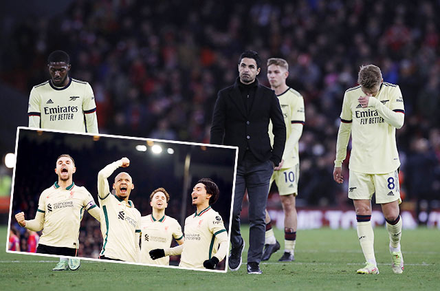 Thầy trò Mikel Arteta nhiều khả năng sẽ phải ngậm ngùi chứng kiến các cầu thủ Liverpool ăn mừng ngay tại Emirates