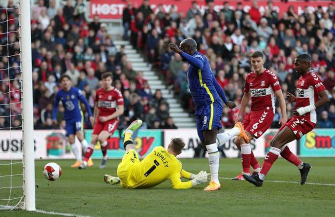 Lukaku mở tỷ số trận Middlesbrough vs Chelsea ở phút 15