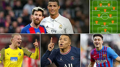 Đội hình các ngôi sao sắp thay Messi và Ronaldo thống trị làng bóng đá