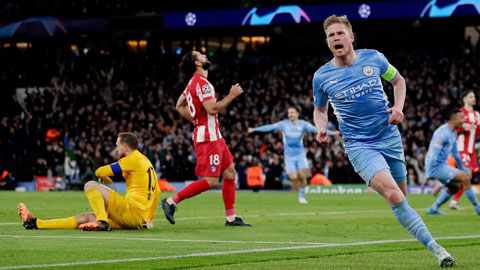 De Bruyne ăn mừng bàn thắng duy nhất trận đấu giúp Man City đánh bại Atletico