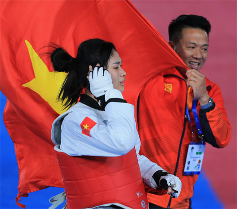 Phạm Thị Thu Hiền đã giành HCV hạng 62kg tại SEA Games 30 	Ảnh: ĐỨC CƯỜNG
