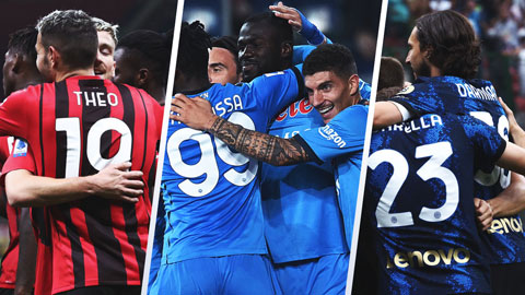 Milan, Napoli lẫn Inter (từ trái sang) đều đang có cơ hội đoạt Scudetto 2021/22