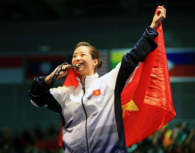 Thúy Vi là niềm hy vọng vàng của wushu Việt Nam tại SEA Games 31 - Ảnh: MINH TUẤN