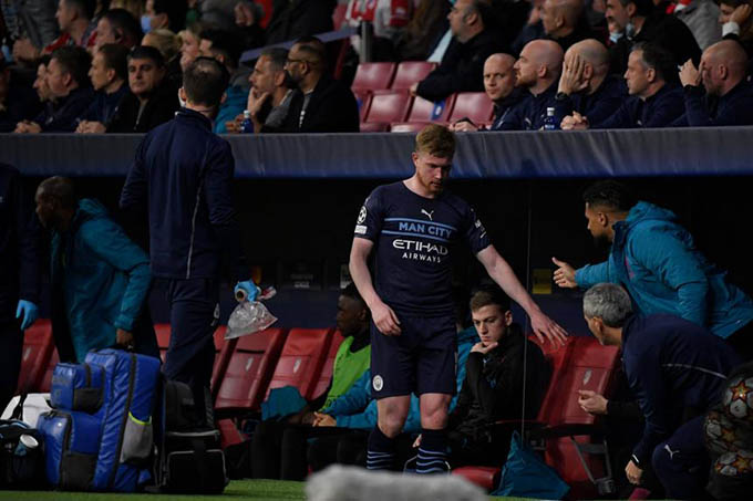 De Bruyne chấn thương sẽ khiến Man City gặp không ít khó khăn