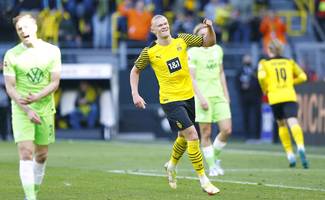 Haaland đã ghi 2 bàn và kiến tạo 1 bàn trong chiến thắng 6-1 của Dorttmund trước Wolfsburg