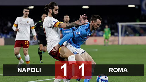 Kết quả Napoli 1-1 Roma: Bị gỡ hòa phút chót, Napoli thất thế trong cuộc đua Scudetto