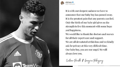 Ronaldo mất con trai mới sinh