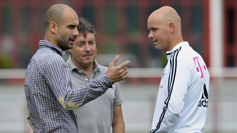 Guardiola và Ten Hag khi còn làm việc cùng nhau tại Bayern Munich