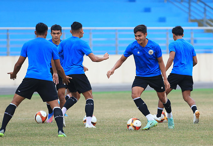 Các cầu thủ U23 Indonesia cho thấy sự tự tin dù sắp phải chạm trán với chủ nhà và cũng là đương kim vô địch SEA Games - U23 Việt Nam 