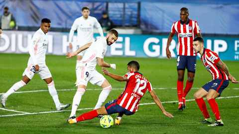 Benzema (9) sẽ lại dẫn dắt Real Madrid đến thắng lợi trước Atletico
