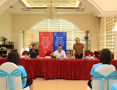 Lãnh đội Phạm Thanh Hùng cho biết toàn đội đã sẵn sàng bước vào thi đấu tại SEA Games 31. Ảnh: Phan Tùng