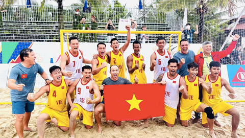 Đội tuyển bóng ném bãi biển Việt Nam đã nắm chắc huy chương vàng trong tay - Ảnh: Việt Hưng