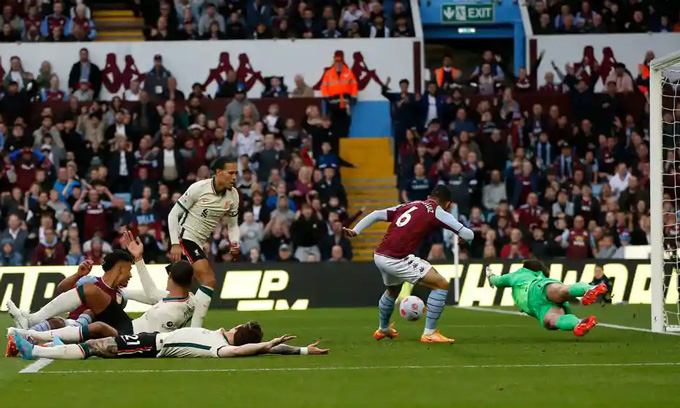 Douglas Luiz mở tỷ số trận Aston Villa vs Liverpool ngay phút thứ 3