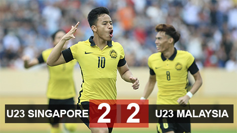 Kết quả U23 Singapore 2-2 U23 Malaysia: Rượt đuổi kịch tính