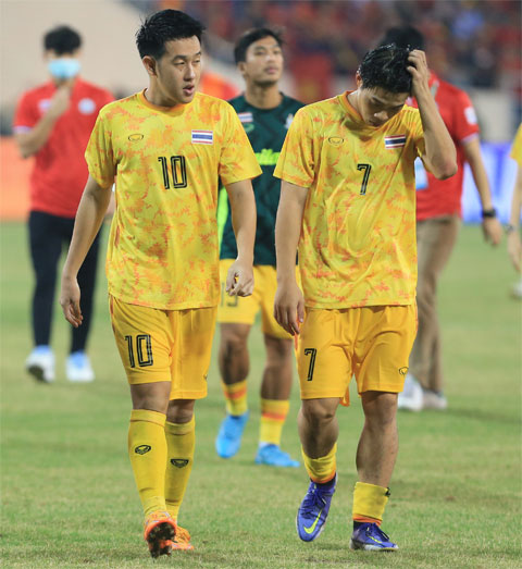 Nỗi buồn của các cầu thủ U23 Thái Lan sau thất bại trước U23 Việt Nam ở chung kết bóng đá nam Ảnh: TUẤN CƯỜNG