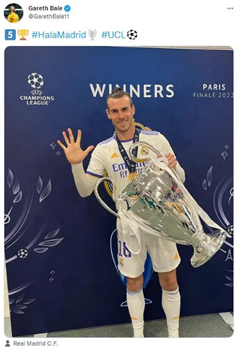Bale ăn mừng trên mạng xã hội