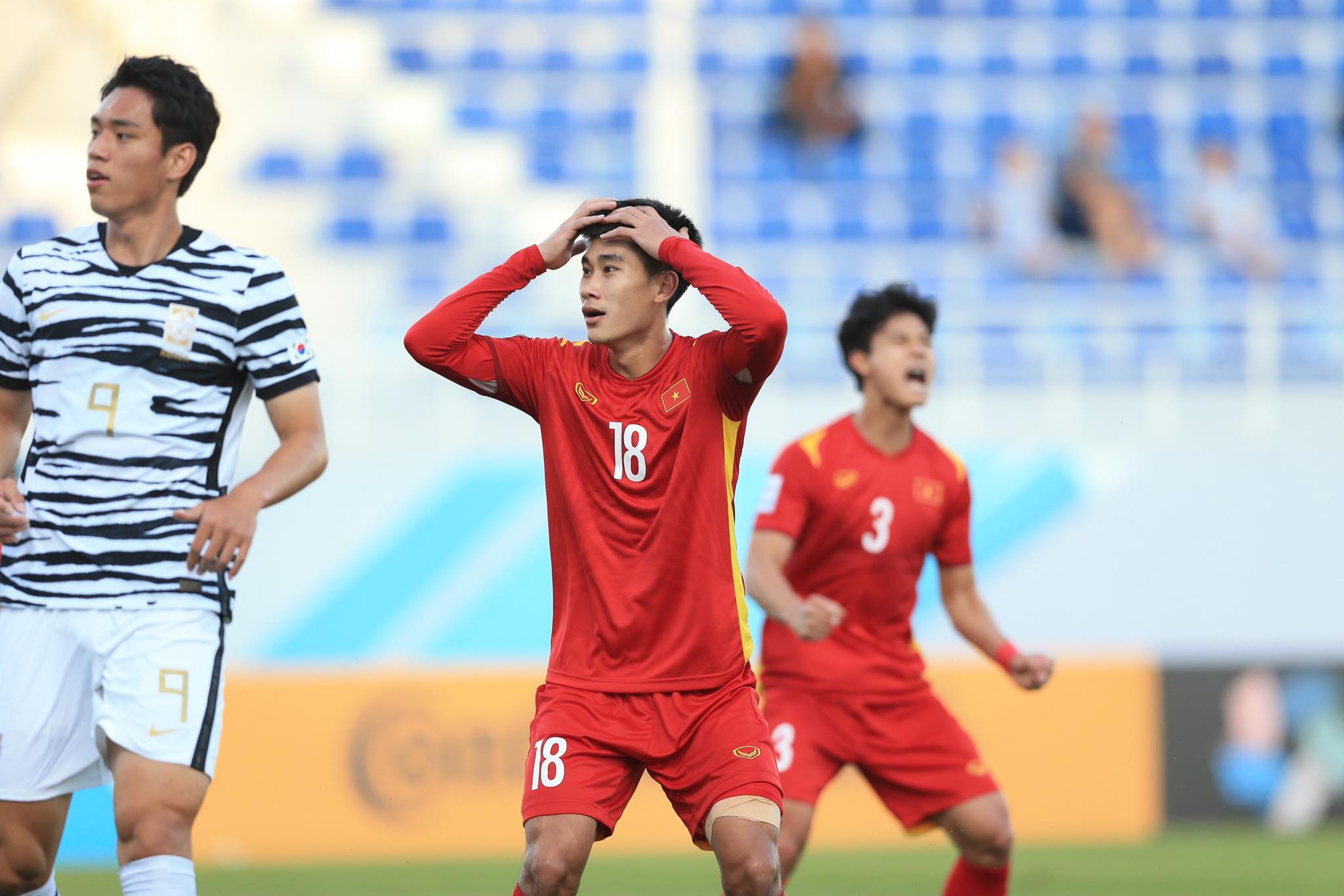 U23 Việt Nam tiếc nuối khi chỉ có trận hòa trước U23 Hàn Quốc - Ảnh: Quỳnh Anh 