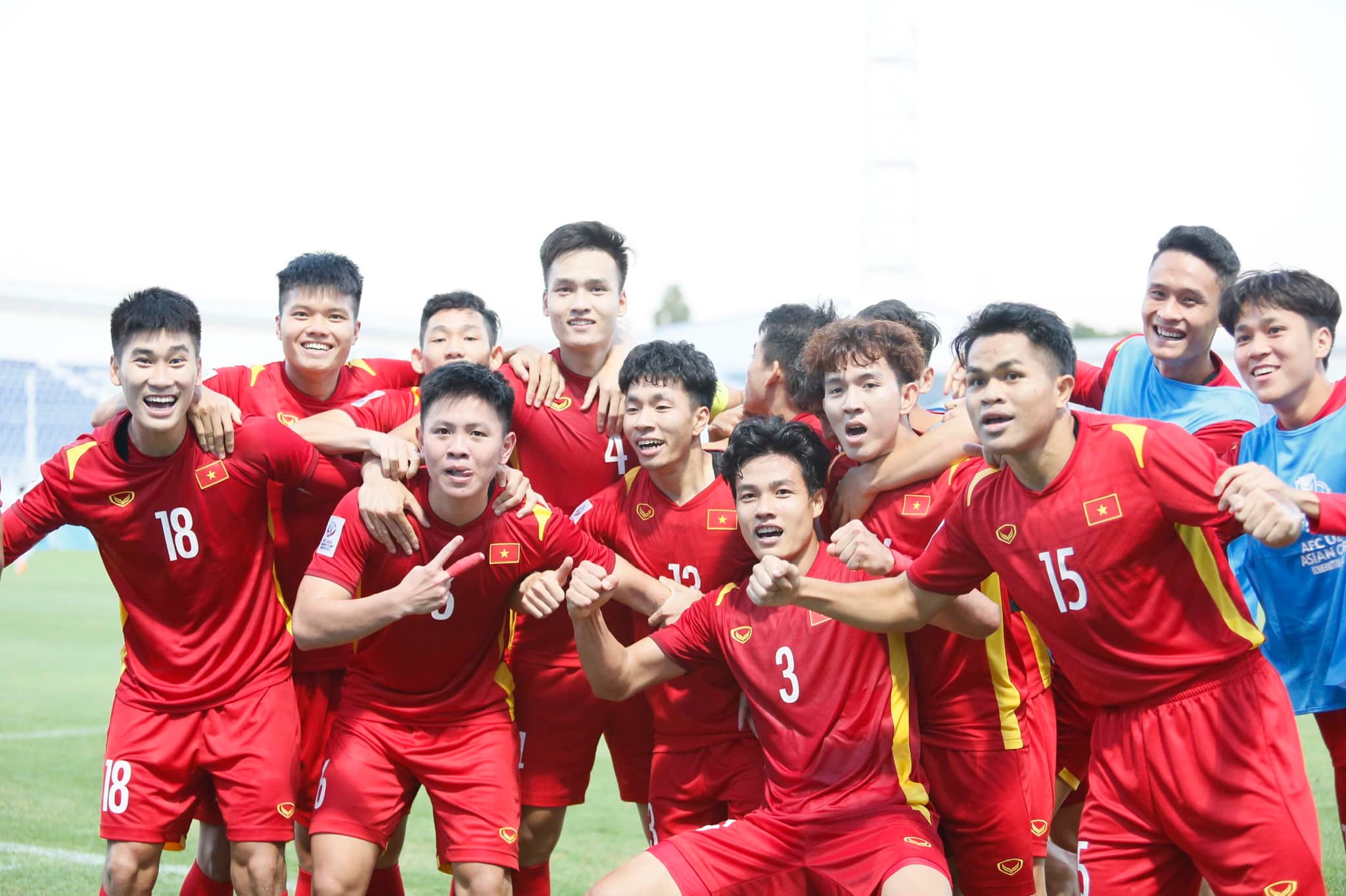 Niềm vui của U23 Việt Nam sau bàn thắng gỡ hòa vào lưới U23 Hàn Quốc - Ảnh: Quỳnh Anh 