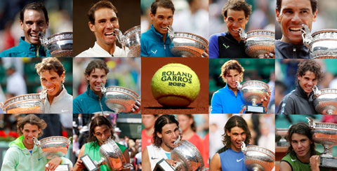 Rafael Nadal luôn là "vua sân đất nện" với 14 chức vô địch Roland Garros