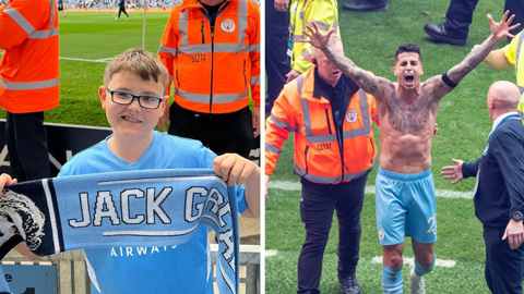 Cancelo cứu sống một bé tự kỷ trong lễ ăn mừng chức vô địch Premier League