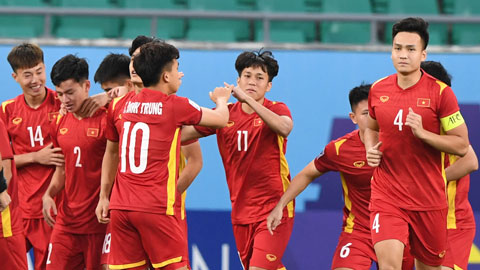 Cầu thủ U23 Việt Nam ăn mừng bàn thắng ở vòng bảng  Ảnh: CTV