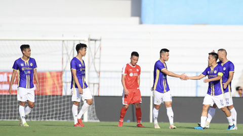 Cầu thủ Hà Nội ăn mừng bàn thắng 	Ảnh: Phan Tùng