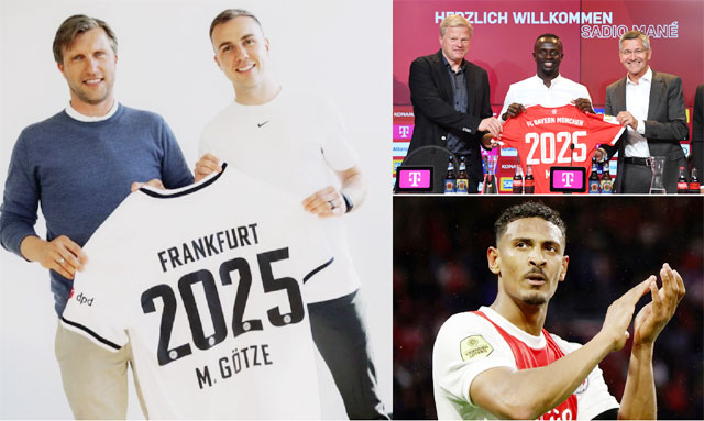 Mario Goetze, Sadio Mane (ảnh nhỏ, trên) và Sebastien Haller (ảnh nhỏ, dưới) hứa hẹn sẽ tạo ra sức hấp dẫn cho Bundesliga 2022/23