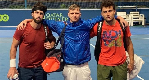 Lần lượt từ trái qua: Basilashvili, Yatysk và Karatsev ở Qatar Open 2021