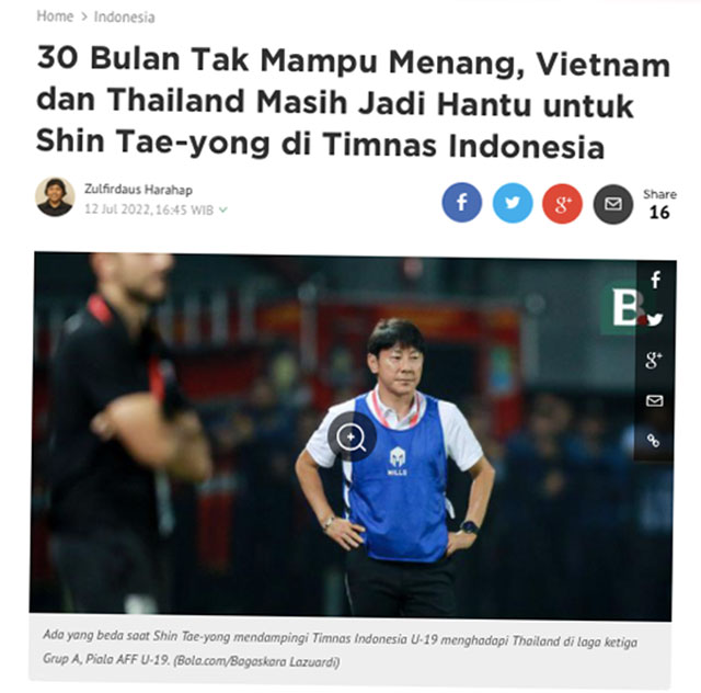Tờ Bola nhắm sự chỉ trích vào HLV Shin Tae Yong
