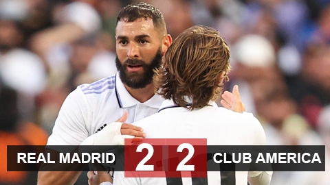 Kết quả Real Madrid 2-2 Club America: Real chưa thắng trận nào ở Hè 2022