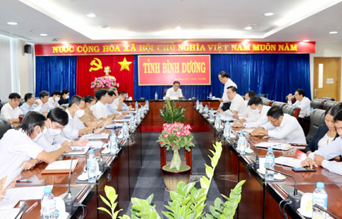 Ông Nguyễn Khoa Hải - Giám đốc Sở VHTTDL báo cáo tiến độ thực hiện các dự án của ngành tại tỉnh Bình Dương