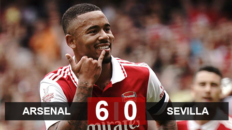 Kết quả Arsenal 6-0 Sevilla: Jesus lập hat-trick đem cúp về cho Pháo thủ