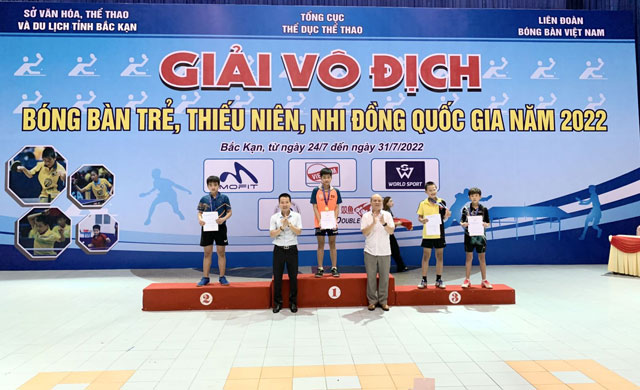 VĐV Nguyễn Thái Bảo Huy chương bạc đơn nam nhóm tuổi U14 Giải vô địch bóng bàn trẻ, thiếu niên, nhi đồng quốc gia năm 2022