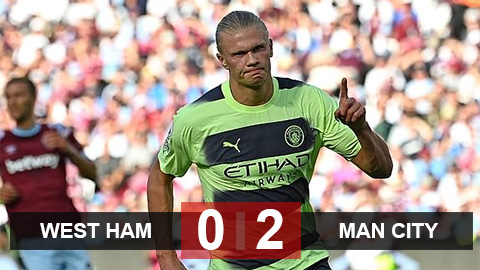 Kết quả West Ham 0-2 Man City: Show diễn của Haaland