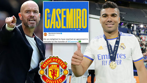 Man United chiêu mộ thành công Casemiro với giá 60 triệu bảng