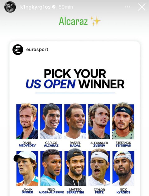 Bình chọn ứng viên vô địch US Open 2022 của Eurosport