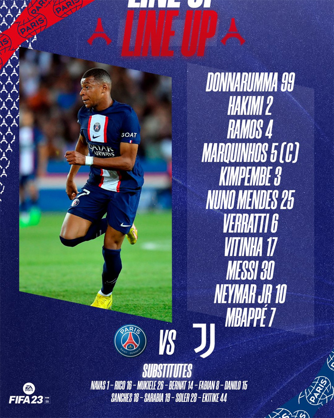 Trực tiếp PSG vs Juventus, 02h00 ngày 7/9
