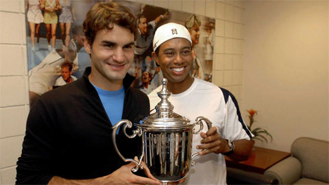 Federer cùng Tiger Woods ở US Open 2006