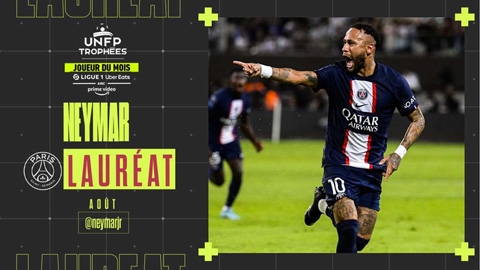 Vượt mặt Messi, Neymar xuất sắc nhất tháng 8 tại Ligue 1