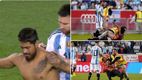 Fan cuồng liên tục tiếp cận Messi ở trận Argentina đại thắng Jamaica