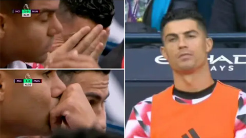 Trạng thái bất lực của Ronaldo trên ghế dự bị nhìn MU thua thảm Man City