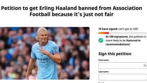 Cộng đồng mạng kiến nghị cấm Haaland thi đấu vì 'không công bằng'