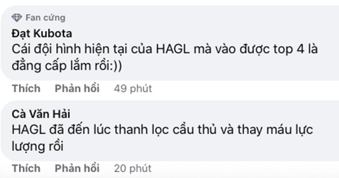 Những bình luận về HAGL của cộng đồng mạng sau trận thua TP.HCM 1-2.